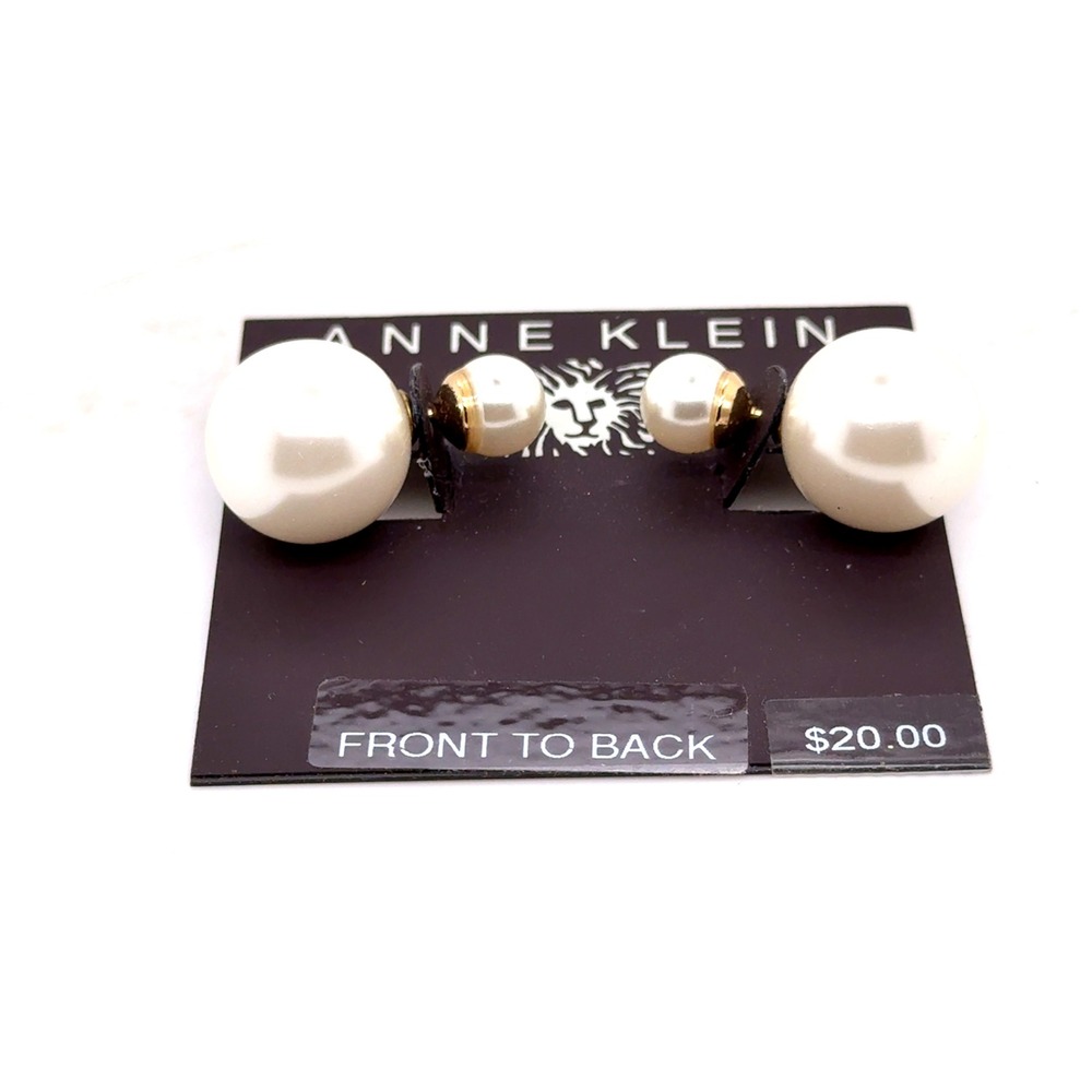 Anne Klein Front to Back Double Sided Faux Pearl Earrings NEW